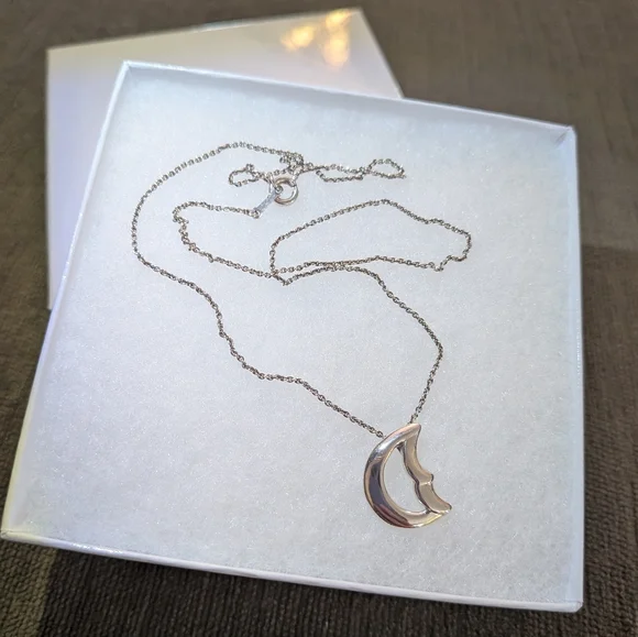 Tiffany & Co 925 Silver Paloma Picasso Crescent Moon Necklace - Picture 1 of 7